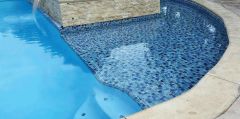 GLASS TILE TRIM - CARIBBEAN BLUE MIXED - TRIM-GW8M2348B11
